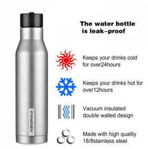 Stainless steel vacuum flasks thermoses with double wall and leakproof design for travel