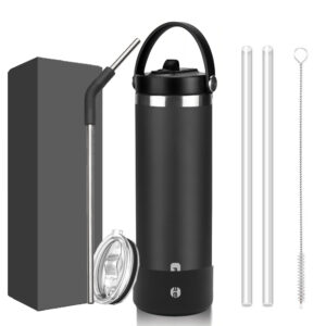 New Design Straw with Flip Straw with handle Lid Double Wall Stainless Steel Thermos Vacuum Flask