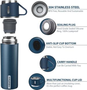 Luxury Hot and Cold Double Wall Stainless Steel Insulated Water Bottle Leak Proof Bpa Free Reusable Vacuum Thermos with Cup